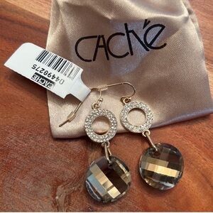 NWT Cache Gold and Crystal Circle Earrings